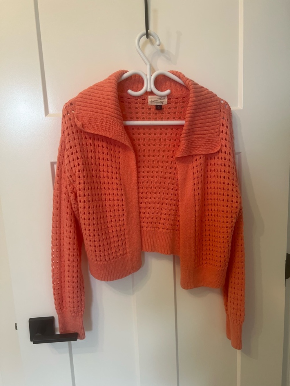 Universal Thread Coral Open-Knit Cropped Cardigan